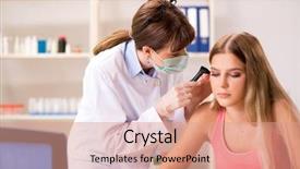  Presentation with otorhinolaryngologist - Amazing presentation having otolaryngology - young woman visiting female doctor backdrop and a coral colored foreground