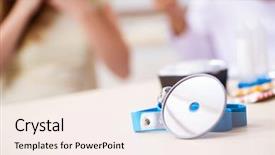  Presentation with otolaryngology - Beautiful PPT layouts featuring otolaryngology - young woman visting male doctor backdrop and a sky blue colored foreground