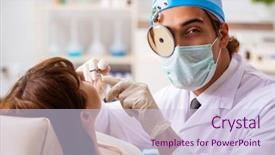  Presentation with otolaryngology - Presentation theme consisting of otolaryngology - young woman visting male doctor background and a lemonade colored foreground