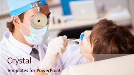  Presentation with otolaryngology - Colorful presentation design enhanced with otolaryngology - young woman visting male doctor backdrop and a lemonade colored foreground