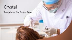  Presentation with otolaryngology - Beautiful presentation design featuring otolaryngology - young woman visting male doctor backdrop and a white colored foreground