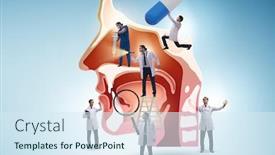  Presentation with otolaryngology - Cool new PPT theme with otolaryngology-concept-with-doctors-treating backdrop and a sky blue colored foreground