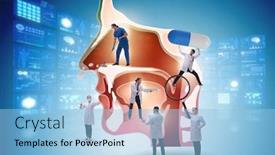  Presentation with otolaryngology - PPT layouts having otolaryngology-concept-with-doctors-treating background and a light blue colored foreground