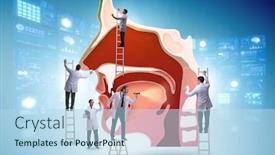  Presentation with otolaryngology - Audience pleasing presentation consisting of otolaryngology-concept-with-doctors-treating backdrop and a light blue colored foreground