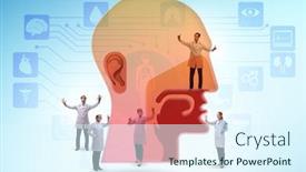  Presentation with otolaryngology - Presentation theme featuring otolaryngology-concept-with-doctors-treating background and a sky blue colored foreground