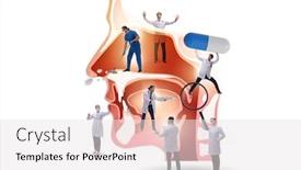  Presentation with otolaryngology - Beautiful presentation design featuring otolaryngology-concept-with-doctors-treating backdrop and a sky blue colored foreground