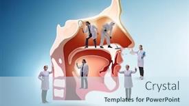  Presentation with otolaryngology - Cool new PPT layouts with otolaryngology-concept-with-doctors-treating backdrop and a sky blue colored foreground