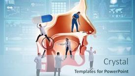  Presentation with otolaryngology - PPT theme enhanced with otolaryngology-concept-with-doctors-treating background and a sky blue colored foreground