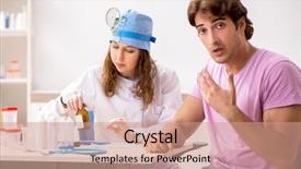  Presentation with young man on the phone - PPT theme consisting of otology - young handsome man visiting young background and a coral colored foreground