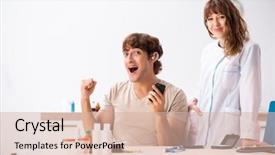  Presentation with hearing - PPT layouts featuring otorhinolaryngology - patient with hearing problem visiting background and a soft green colored foreground