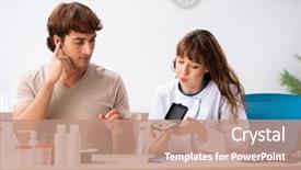  Presentation with patient and doctor - Slides having otorhinolaryngology - patient with hearing problem visiting background and a  colored foreground