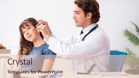  Presentation with hearing - Theme enhanced with otorhinolaryngology - patient with hearing problem visiting background and a  colored foreground