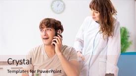  Presentation with hearing - Amazing PPT theme having otorhinolaryngology - patient with hearing problem visiting backdrop and a  colored foreground