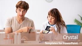  Presentation with doctor patient relations - PPT theme consisting of otorhinolaryngology - patient with hearing problem visiting background and a coral colored foreground