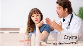  Presentation with hearing - PPT theme featuring otorhinolaryngology - patient with hearing problem visiting background and a  colored foreground