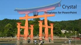  Presentation with tide - Presentation design having which welcomes visitors to miyajima background and a light blue colored foreground
