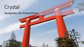  Presentation with heian - Presentation theme having otorii of heian jingu shrine background and a light blue colored foreground