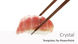 Presentation with japanese food - Cool new slides with otoro-tuna-sushi-japanese-food backdrop and a white colored foreground