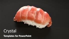  Presentation with japanese food - PPT theme consisting of otoro-tuna-sushi-japanese-food background and a tawny brown colored foreground