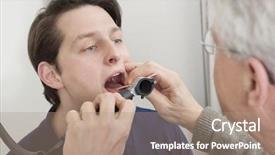  Presentation with clinic - Cool new slide set with otorrinolaringologia - young man getting his throat backdrop and a coral colored foreground