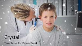  Presentation with falling snow - PPT theme featuring otoscope against snow falling background and a  colored foreground
