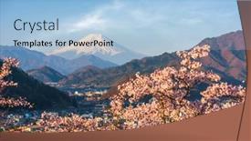  Presentation with japan - Slide set with otsuki-japan-cityscape-with-mt background and a light blue colored foreground