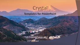  Presentation with japan - Cool new presentation theme with otsuki-japan-skyline-with-mt backdrop and a coral colored foreground