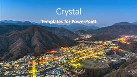  Presentation with skyline - Audience pleasing slide deck consisting of otsuki-japan-skyline-with-mt backdrop and a teal colored foreground