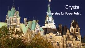  Presentation with historical architecture - Presentation design featuring ottawa city historical urban architecture background and a navy blue colored foreground