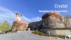  Presentation with turkey - Colorful presentation design enhanced with slum - ankara castle - ankara turkey backdrop and a teal colored foreground
