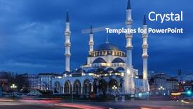  Presentation with turkey - Colorful presentation enhanced with islamic city - ankara turkey - melike hatun backdrop and a teal colored foreground