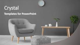  Presentation with elegant - Slide deck having ottomans - elegant living room interior background and a gray colored foreground