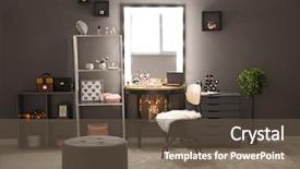  Presentation with makeup - Colorful presentation theme enhanced with actress - interior of modern makeup room backdrop and a tawny brown colored foreground