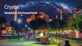  Presentation with ottoman history - Amazing presentation theme having ottoman history - ancient town and castle backdrop and a navy blue colored foreground