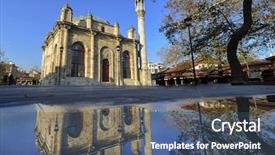  Presentation with islam al aqsa mosque - Colorful presentation theme enhanced with ottoman history - aziziye mosque - konya turkey backdrop and a ocean colored foreground