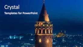  Presentation with ottoman history - Slides with ottoman history - galata tower at night background and a dark gray colored foreground