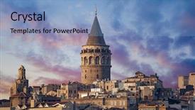  Presentation with ottoman history - Amazing presentation theme having ottoman history - galata tower in istanbul turkey backdrop and a light blue colored foreground