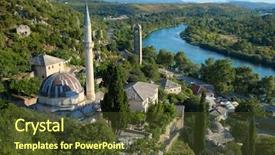  Presentation with medieval - Beautiful theme featuring ottoman history - high view medieval pocitelj fortified backdrop and a tawny brown colored foreground