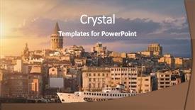  Presentation with ottoman history - Slide deck with ottoman history - iconic view of istanbul background and a coral colored foreground