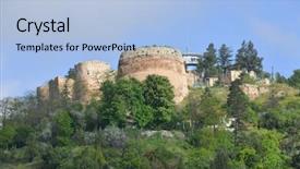  Presentation with european union and turkey - Cool new slide set with ottoman history - kutahya turkey - kutahya castle backdrop and a light blue colored foreground