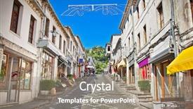  Presentation with ottoman history - Amazing PPT layouts having ottoman history - main street of historic town backdrop and a gray colored foreground