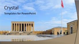  Presentation with flag of european union and turkey - Presentation having ottoman history - mausoleum of ataturk - ankara background and a light blue colored foreground