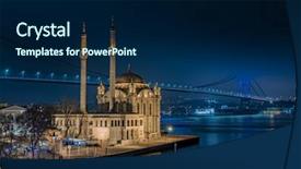  Presentation with istanbul bosphorus bridge turkey - Beautiful theme featuring ottoman history - ortakoy mosque and the bosphorus backdrop and a navy blue colored foreground