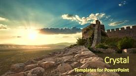  Presentation with ancient ruins - Slide set featuring ottoman history - sunset on ancient ruins background and a tawny brown colored foreground