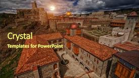  Presentation with medieval - Cool new PPT theme with ottoman history - sunset over famous renovated medieval backdrop and a tawny brown colored foreground