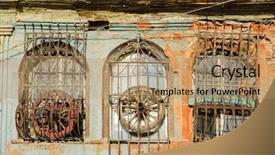  Presentation with windows - Beautiful theme featuring ottoman history - three very old windows backdrop and a coral colored foreground