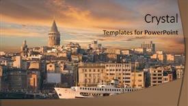  Presentation with ottoman history - Slides consisting of ottoman history - view from istanbul with galata background and a coral colored foreground