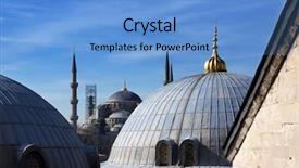  Presentation with hagia sophia - Colorful presentation design enhanced with ottoman history - view to blue mosque backdrop and a light blue colored foreground