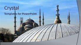  Presentation with hagia sophia - Slides having ottoman history - view to blue mosque background and a light blue colored foreground