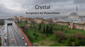  Presentation with istanbul - Beautiful presentation theme featuring ottoman history - wall of the emperor theodosius backdrop and a light gray colored foreground